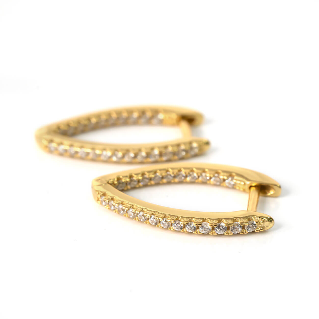 V Shaped 14k Yellow Gold Hoop