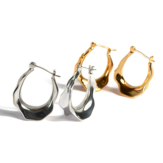 Silver925 Wavy Hoop Earrings ｜ LEPATTA