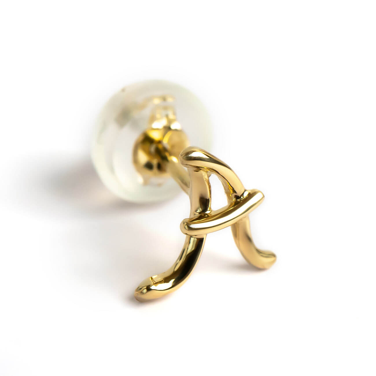 18K Gold Petit Cursive Initial Earring | MOLLICA LETTERA