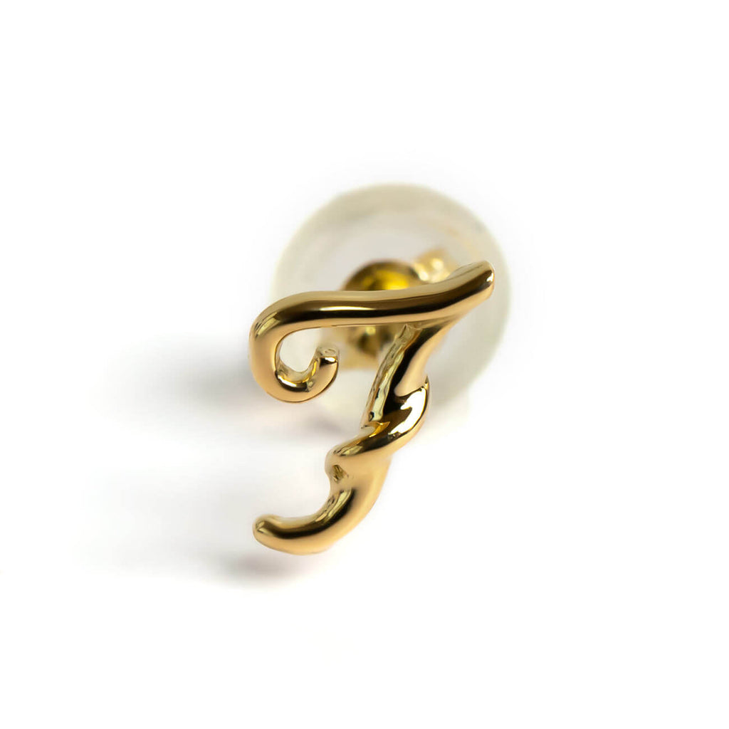 18K Gold Petit Cursive Initial Earring | MOLLICA LETTERA