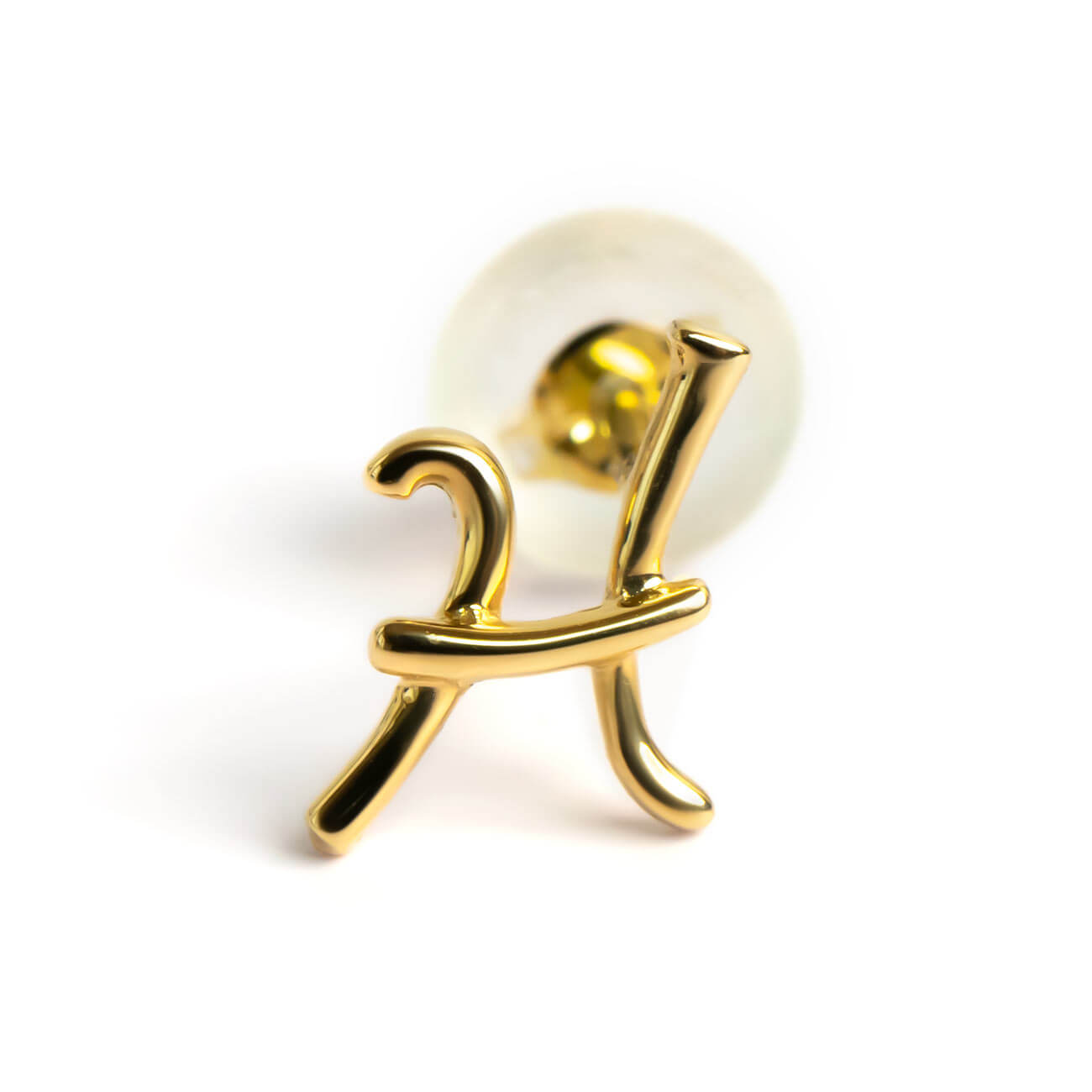 18K Gold Petit Cursive Initial Earring | MOLLICA LETTERA