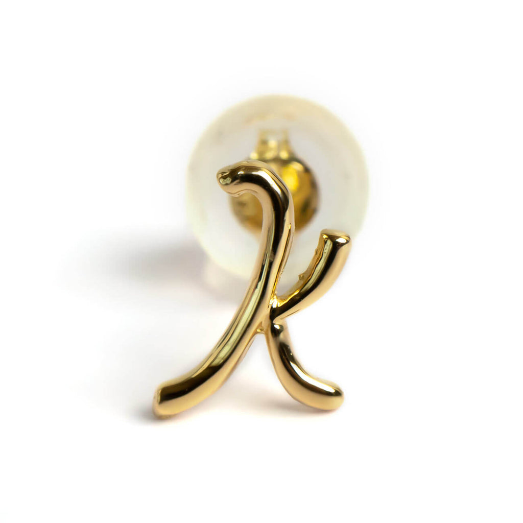 18K Gold Petit Cursive Initial Earring | MOLLICA LETTERA