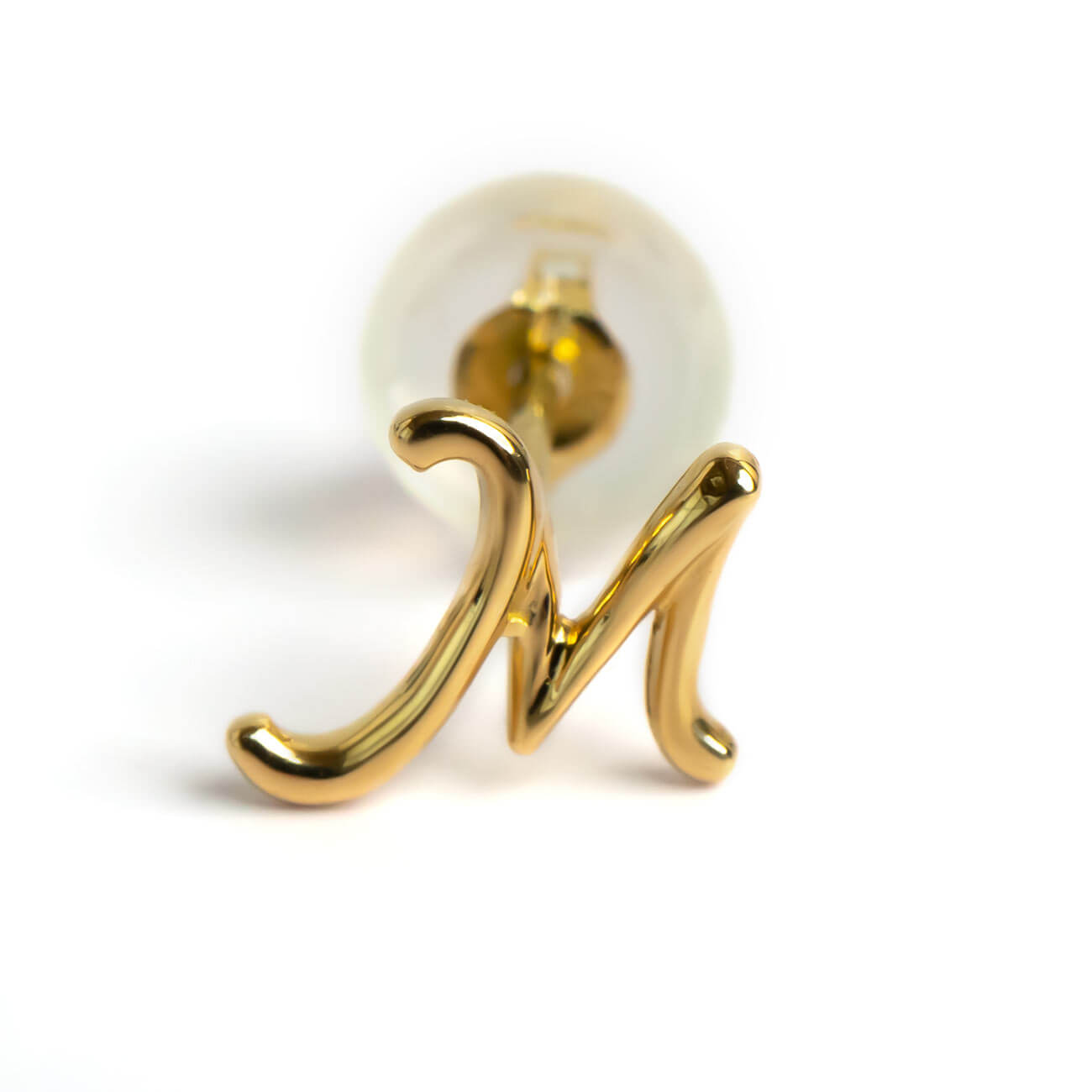 18K Gold Petit Cursive Initial Earring | MOLLICA LETTERA