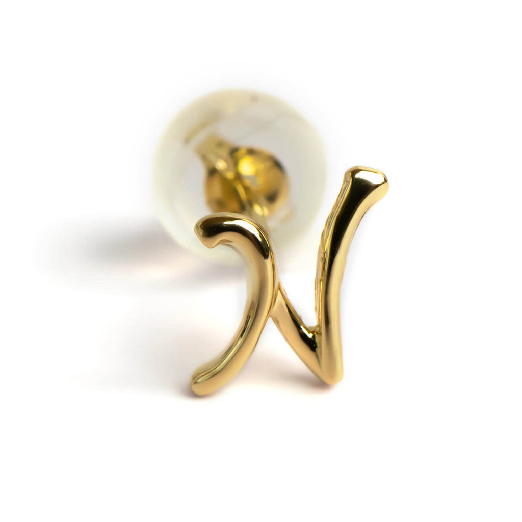 18K Gold Petit Cursive Initial Earring | MOLLICA LETTERA