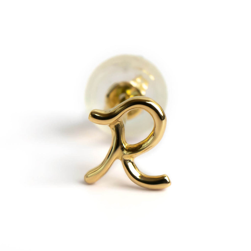 18K Gold Petit Cursive Initial Earring | MOLLICA LETTERA