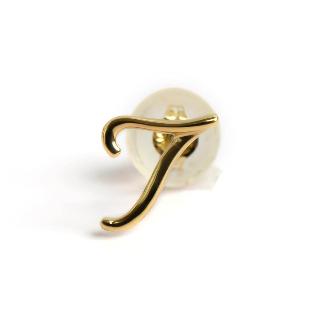 18K Gold Petit Cursive Initial Earring | MOLLICA LETTERA