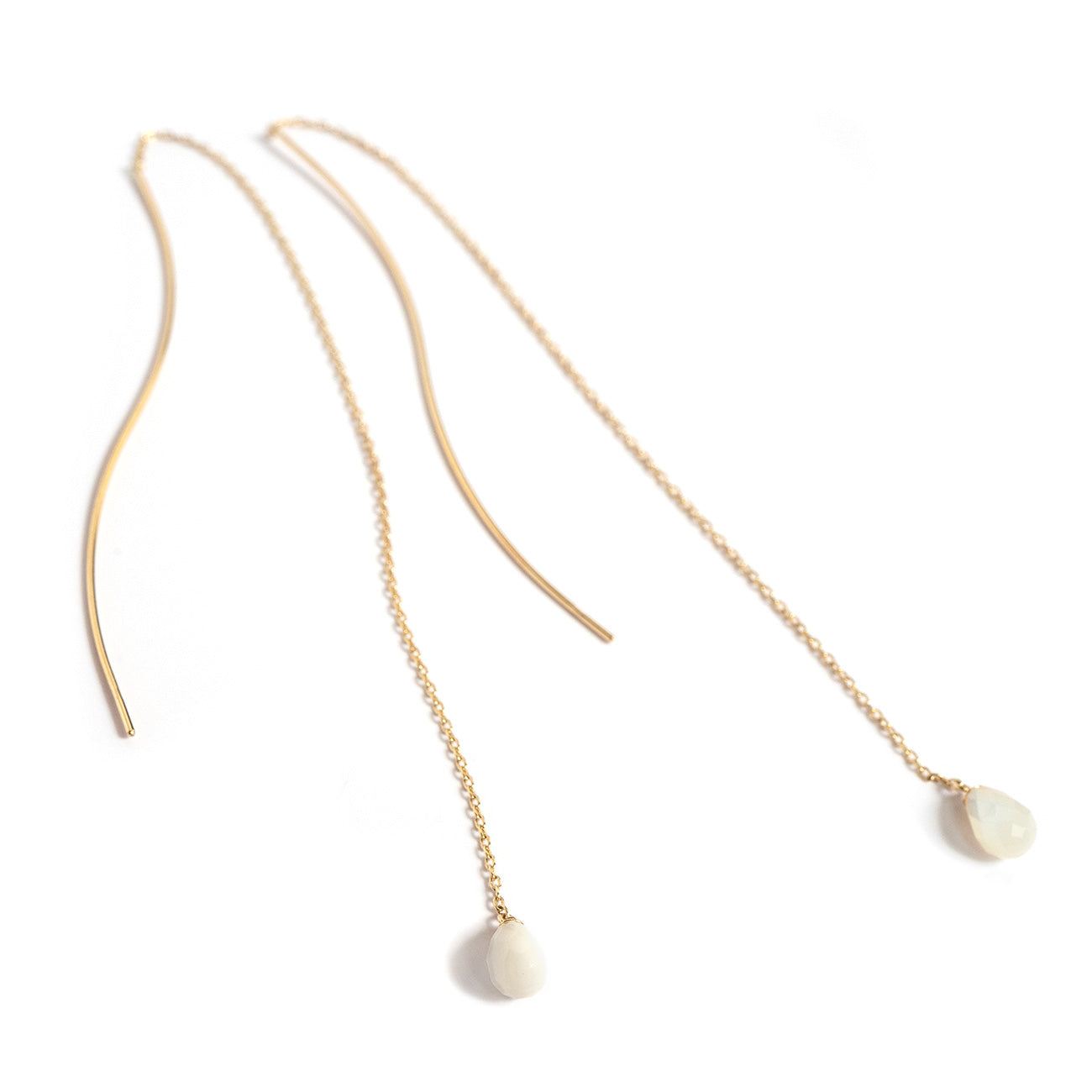 10K Gold Gemstone Wavy Long Earrings | ORNE-TEAR