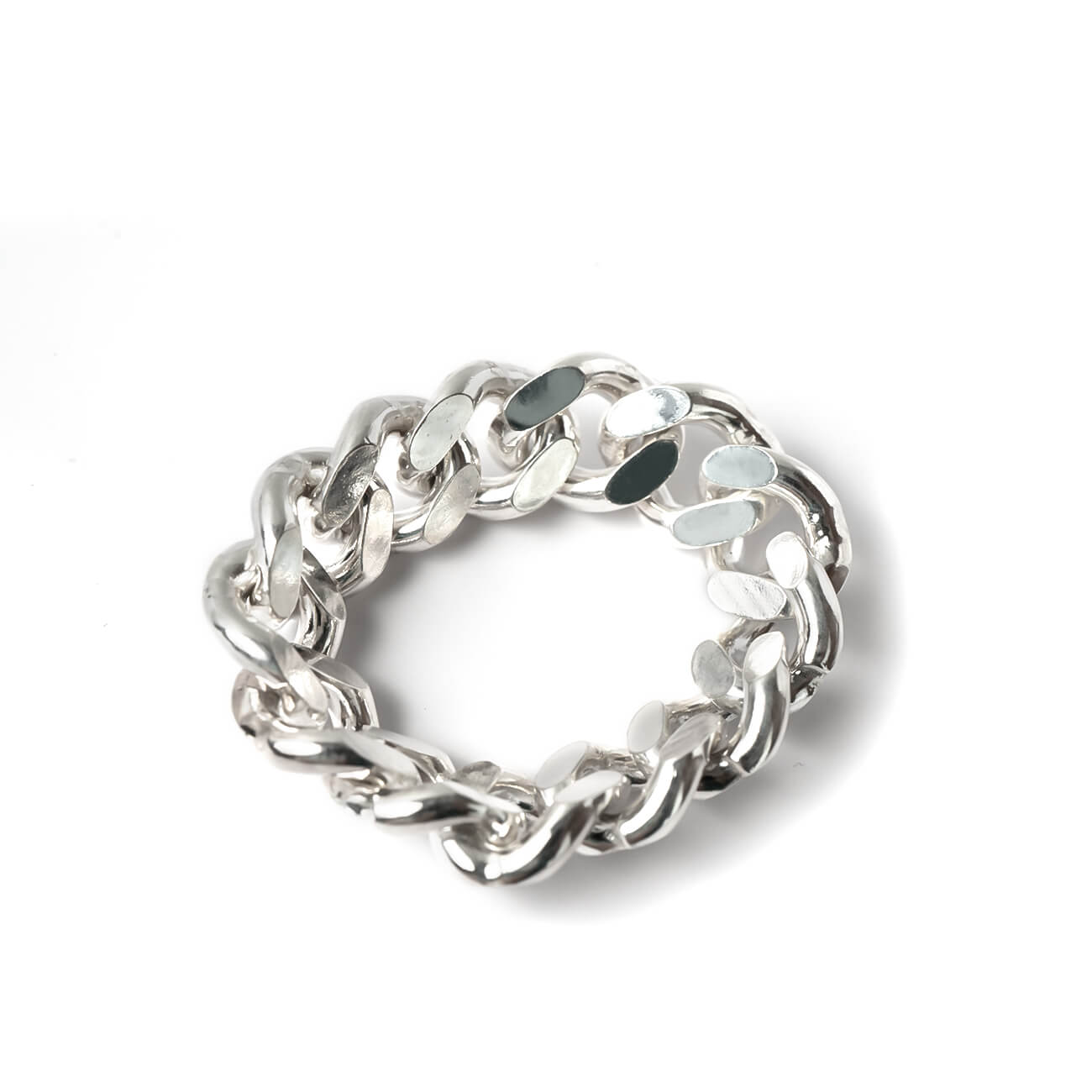 18K Gold Plated Sterling Silver Cuban Link Chain Ring | KAVALERI