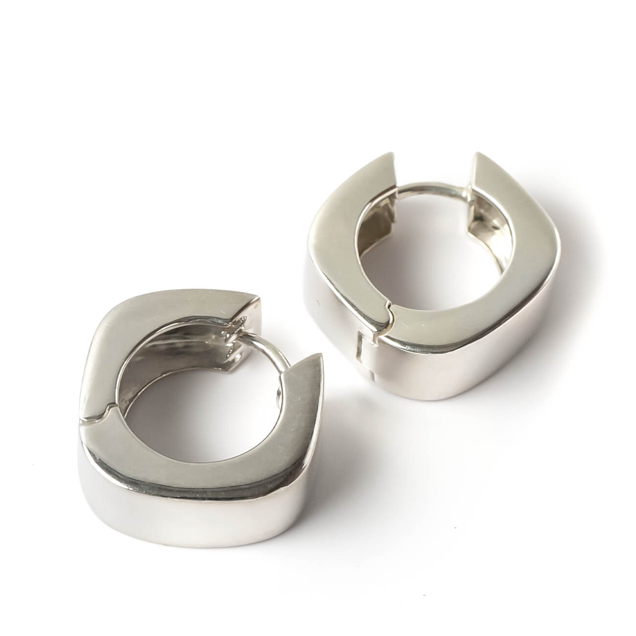 Silver925 Square Bold Hoop Earrings | MARHOMBA