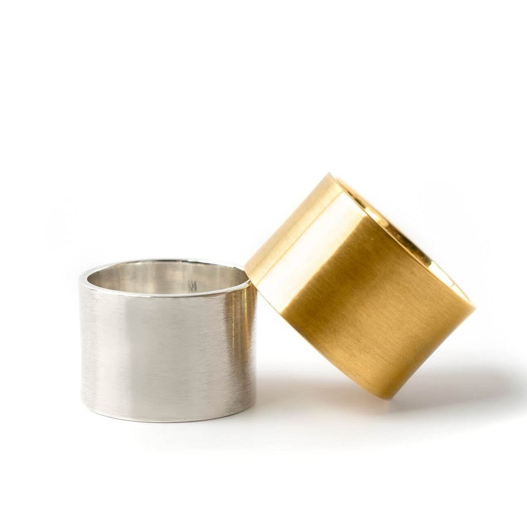 18K Gold Plated Sterling Silver Wide Tube Ring | TORONC MATTE