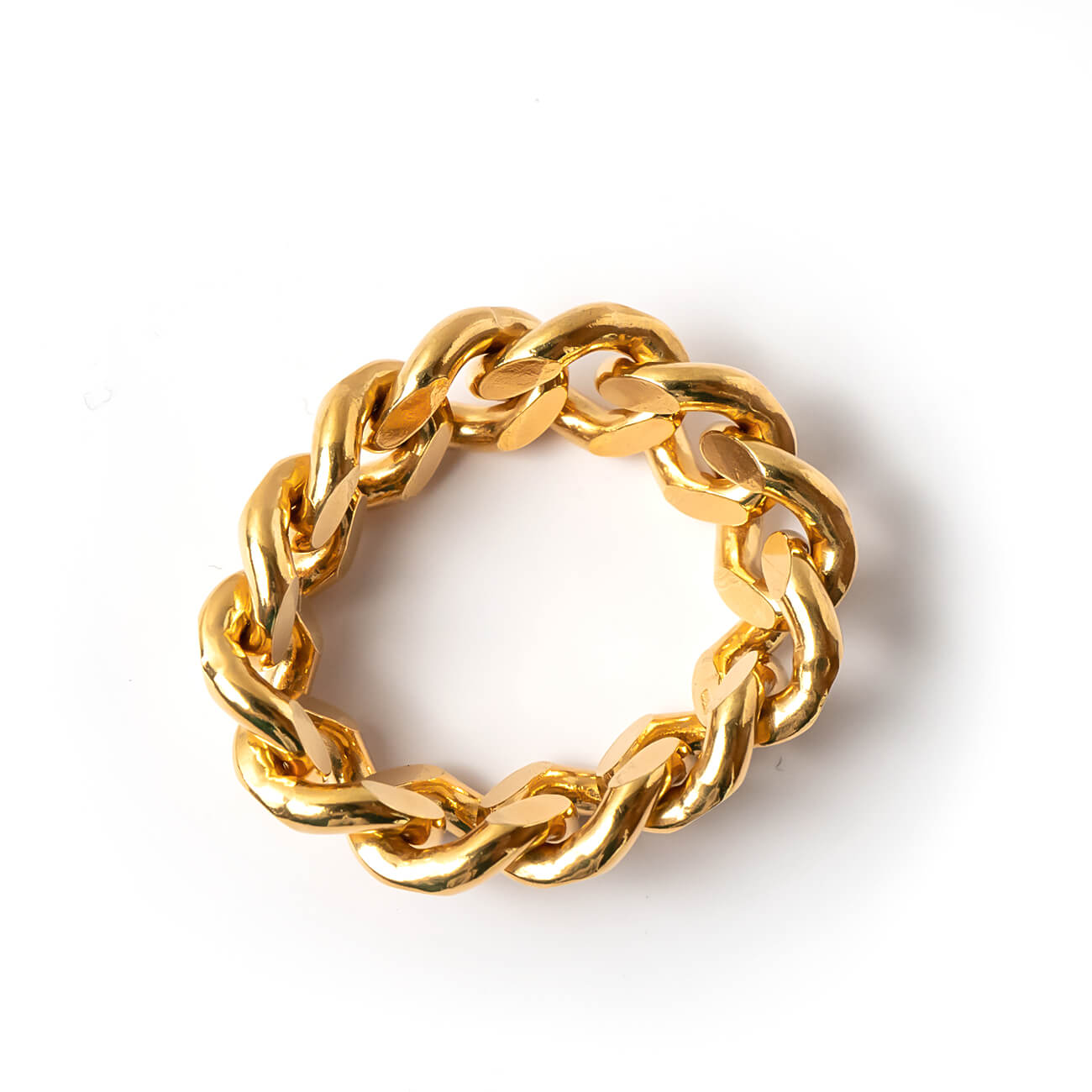 18K Gold Plated Sterling Silver Cuban Link Chain Ring | KAVALERI