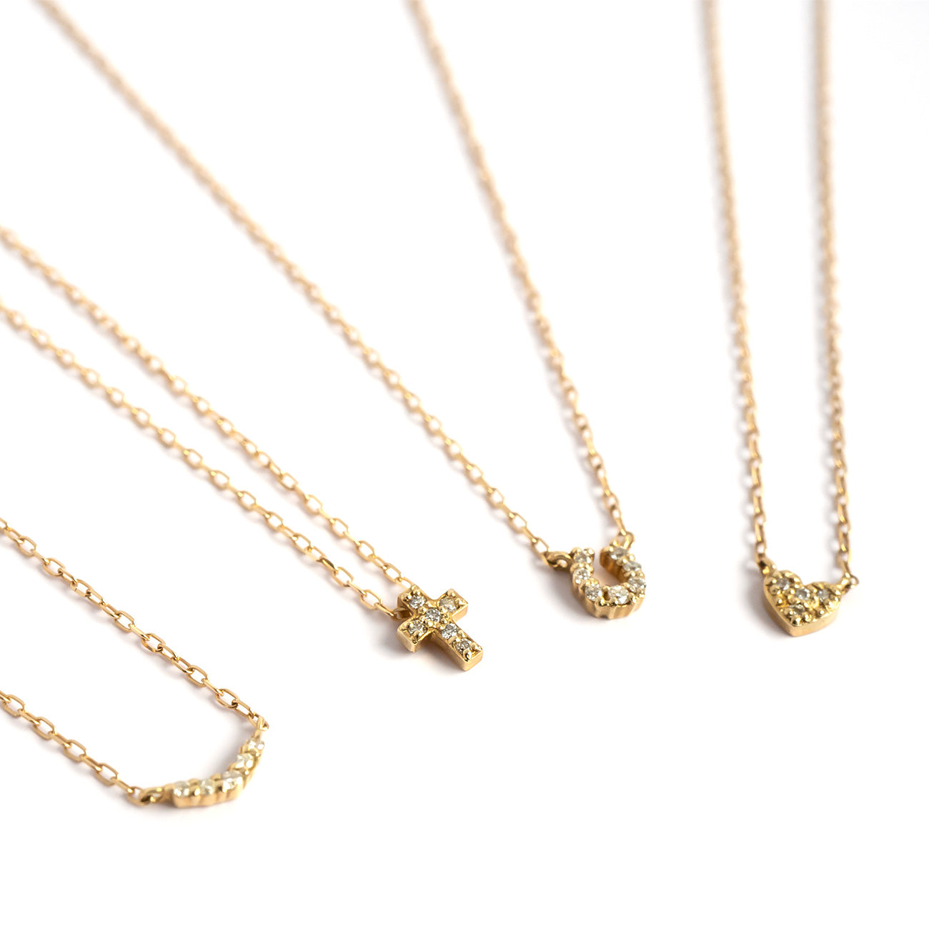 Tiny Diamond Motif Gold Necklace | MELE-NK