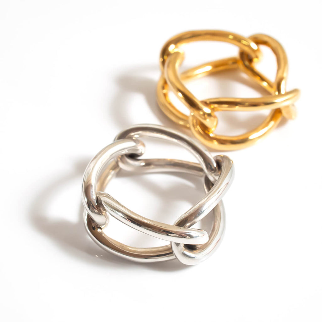 18K Gold Plated Sterling Silver Chunky Chain Ring | TORQUE