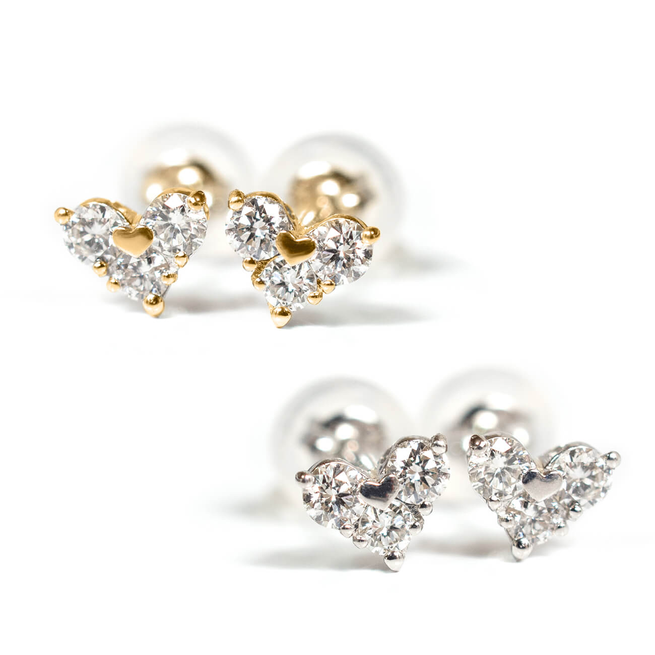 Pt900 0.2ct Heart Stud Earrings | MAJERTA