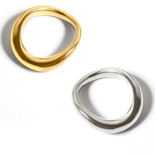 18K Gold Plated Sterling Silver Hand Forged Wavy Ring | ULUA