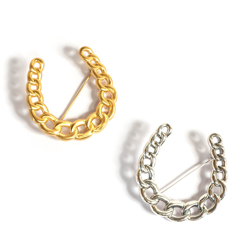 18K Gold Plated Sterling Silver Lucky Horseshoe Brooch | AVERRE
