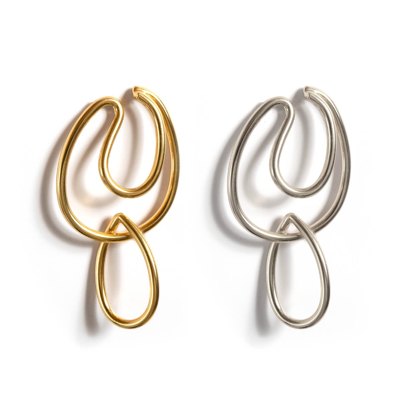 18K Gold Plated Sterling Silver Dangle Drop Charm Earcuff | LOITSU