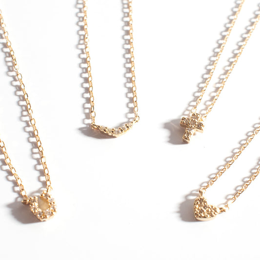 Tiny Diamond Motif Gold Necklace | MELE-NK-10K