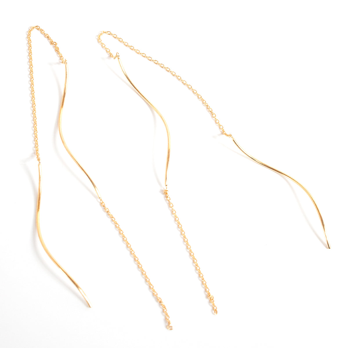 18K Gold Wavy Long Earrings | ORNE-WAVE