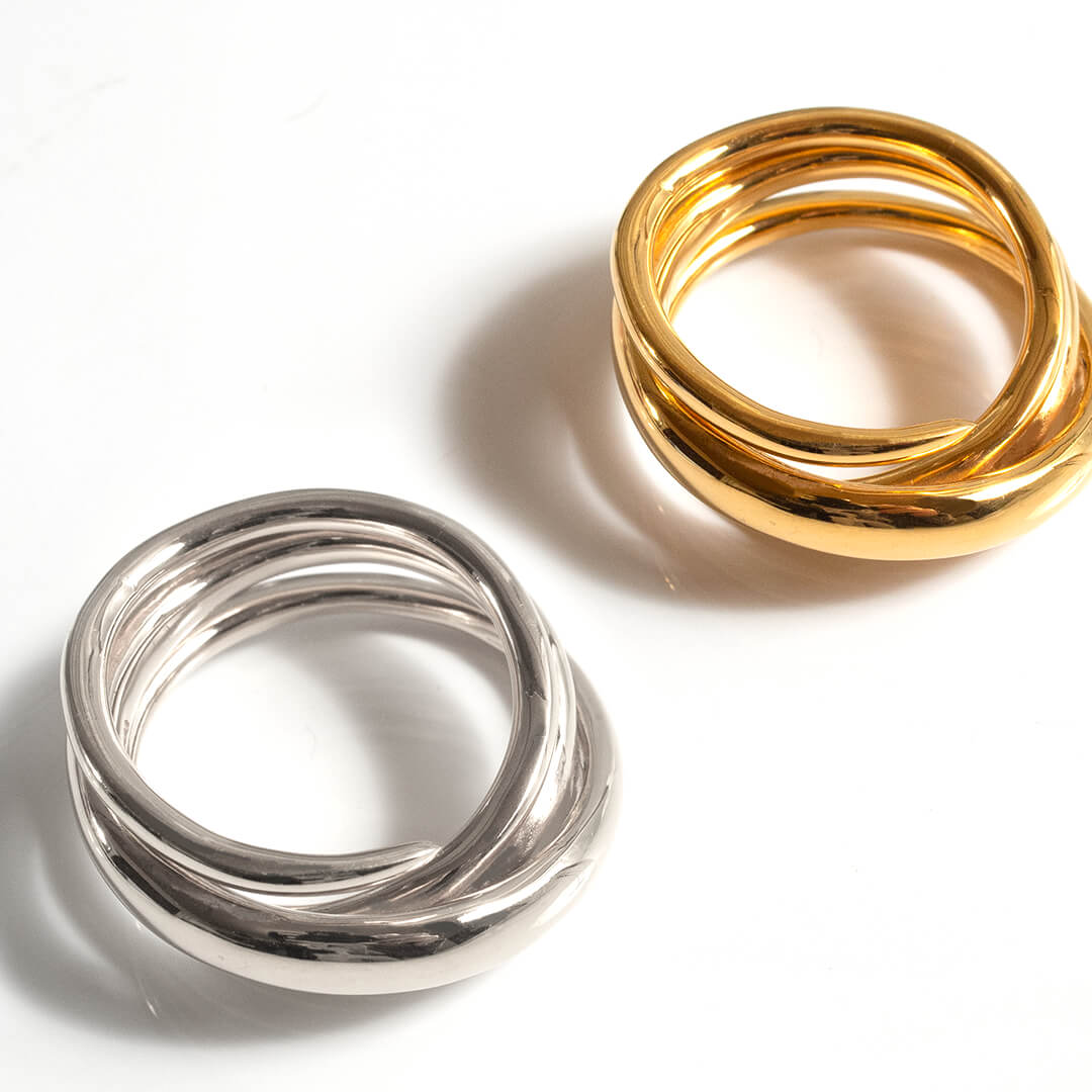 18K Gold Plated Sterling Silver Multi Layered Ring | PAMUR