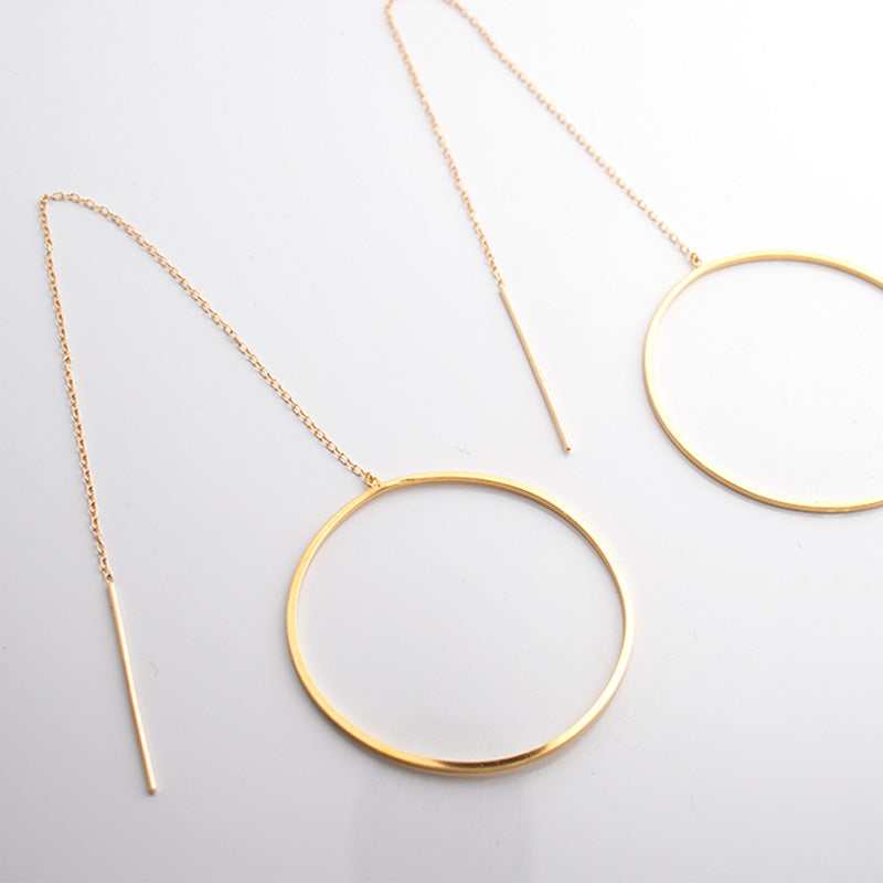 10K Gold Elegant Hoop Chain Earrings | DENEB-10K