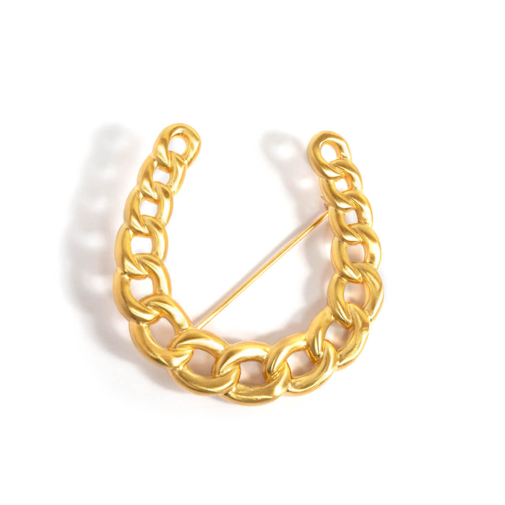 18K Gold Plated Sterling Silver Lucky Horseshoe Brooch | AVERRE