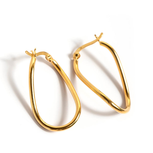 Silver925 Awrry Oval Hoop Earrings | MIMILO – Ops. Jewelry