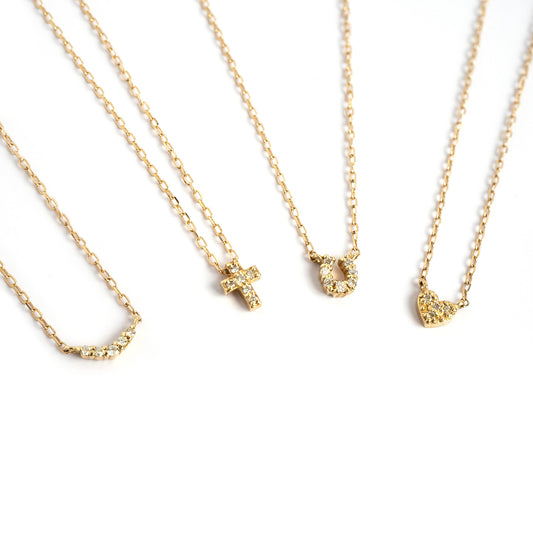 Tiny Diamond Motif Gold Necklace | MELE-NK