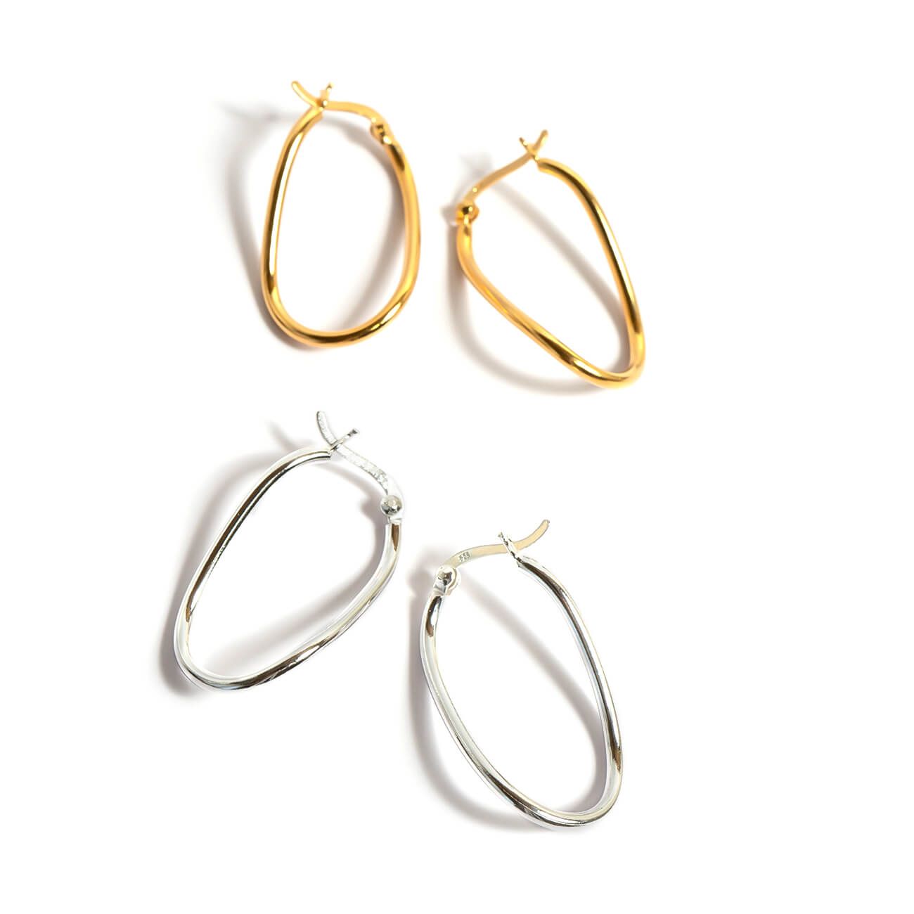 Silver925 Awrry Oval Hoop Earrings | MIMILO