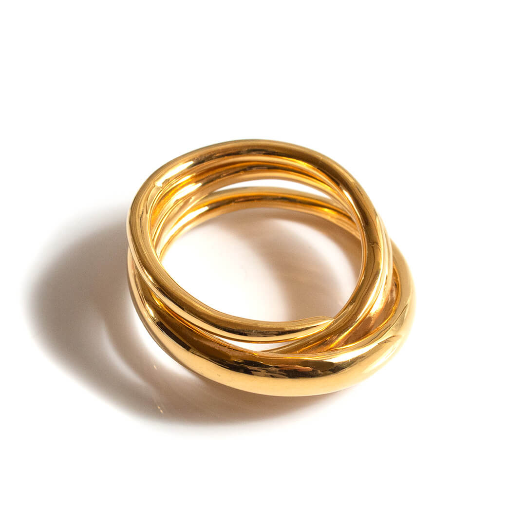 18K Gold Plated Sterling Silver Multi Layered Ring | PAMUR