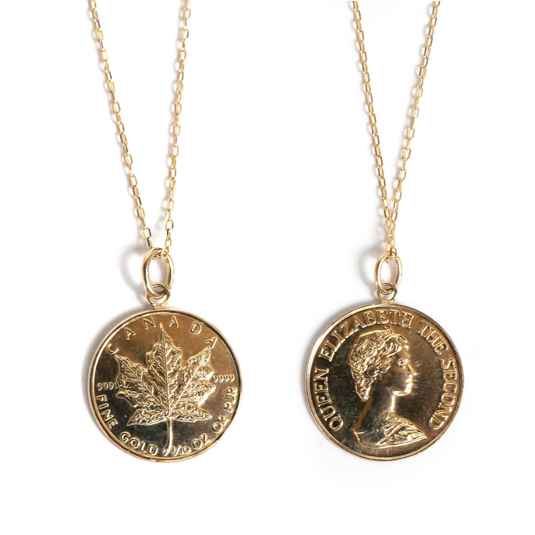 Canadian Maple Leaf 10K Gold Coin Necklace | RAFOLIO