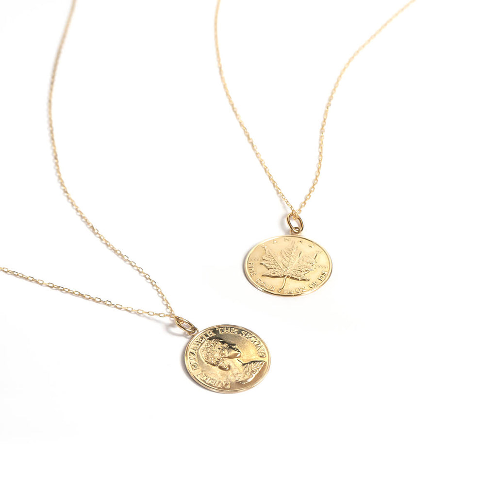 Canadian Maple Leaf 10K Gold Coin Necklace | RAFOLIO