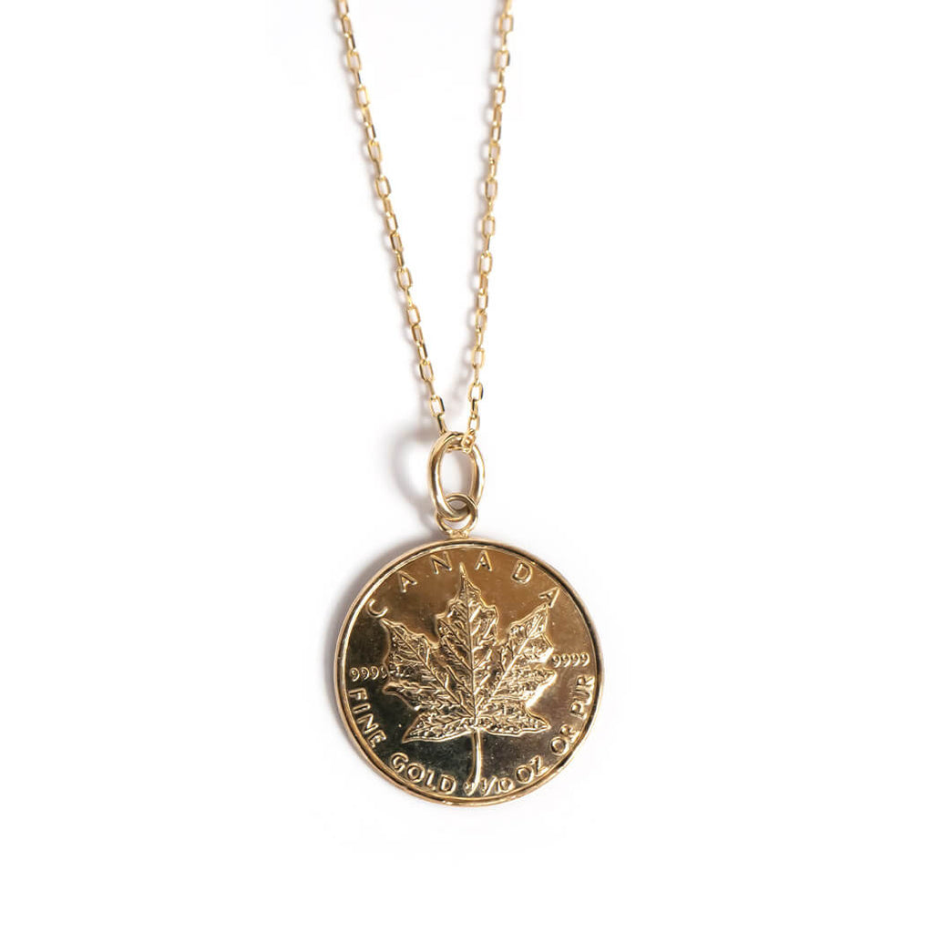 Canadian Maple Leaf 10K Gold Coin Necklace | RAFOLIO