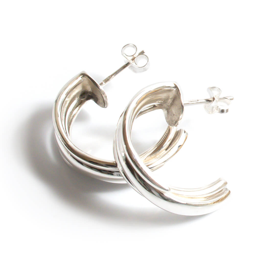 Silver925 Harf Layerd Hoop Earrings | CICIA