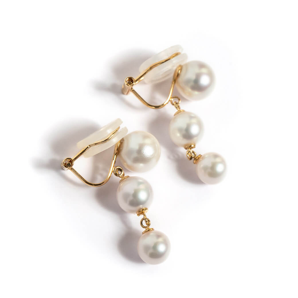 10K Triple Pearl Earring | TRESHE