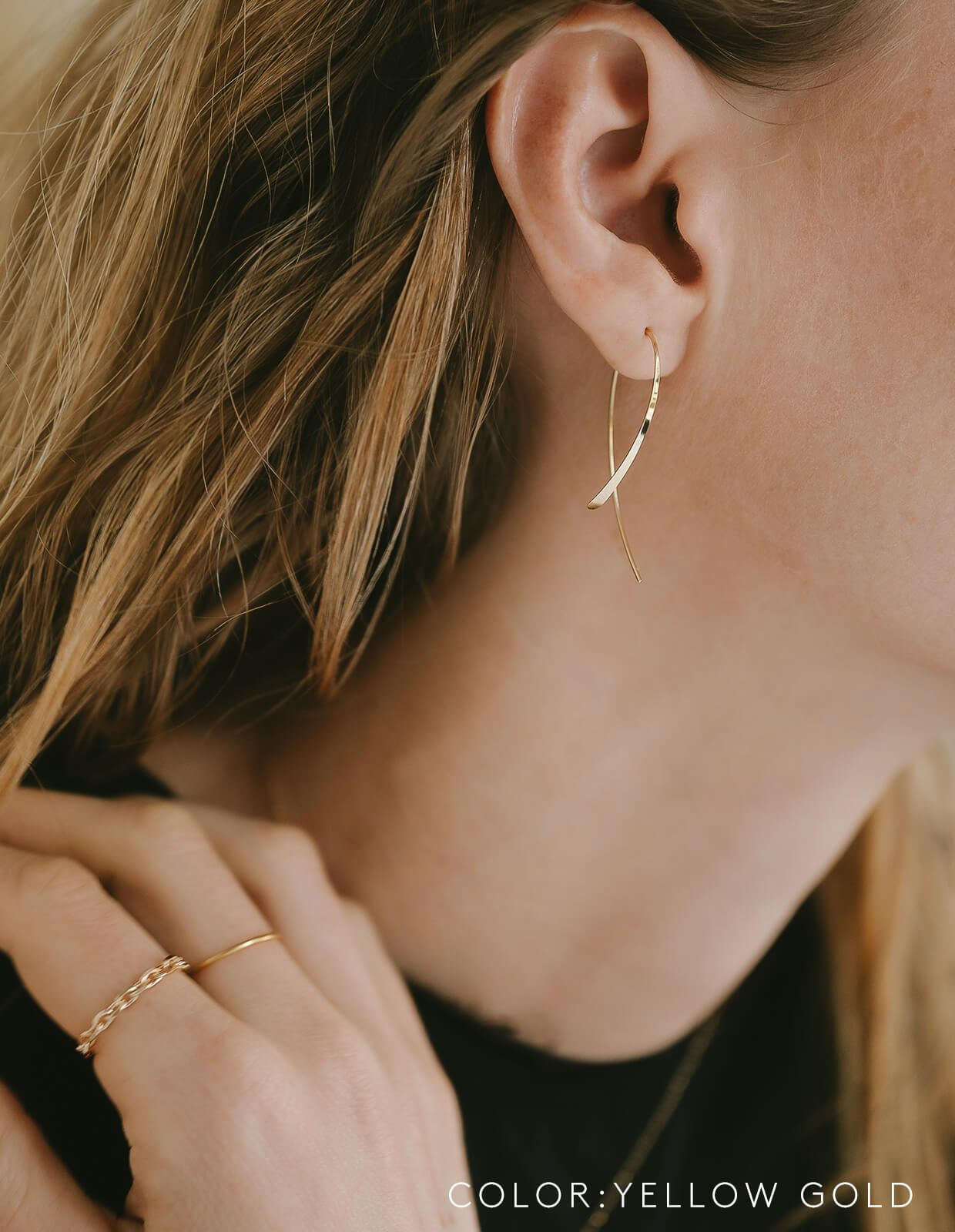 18K Gold Almond Hoop Earrings | GOUCCIA