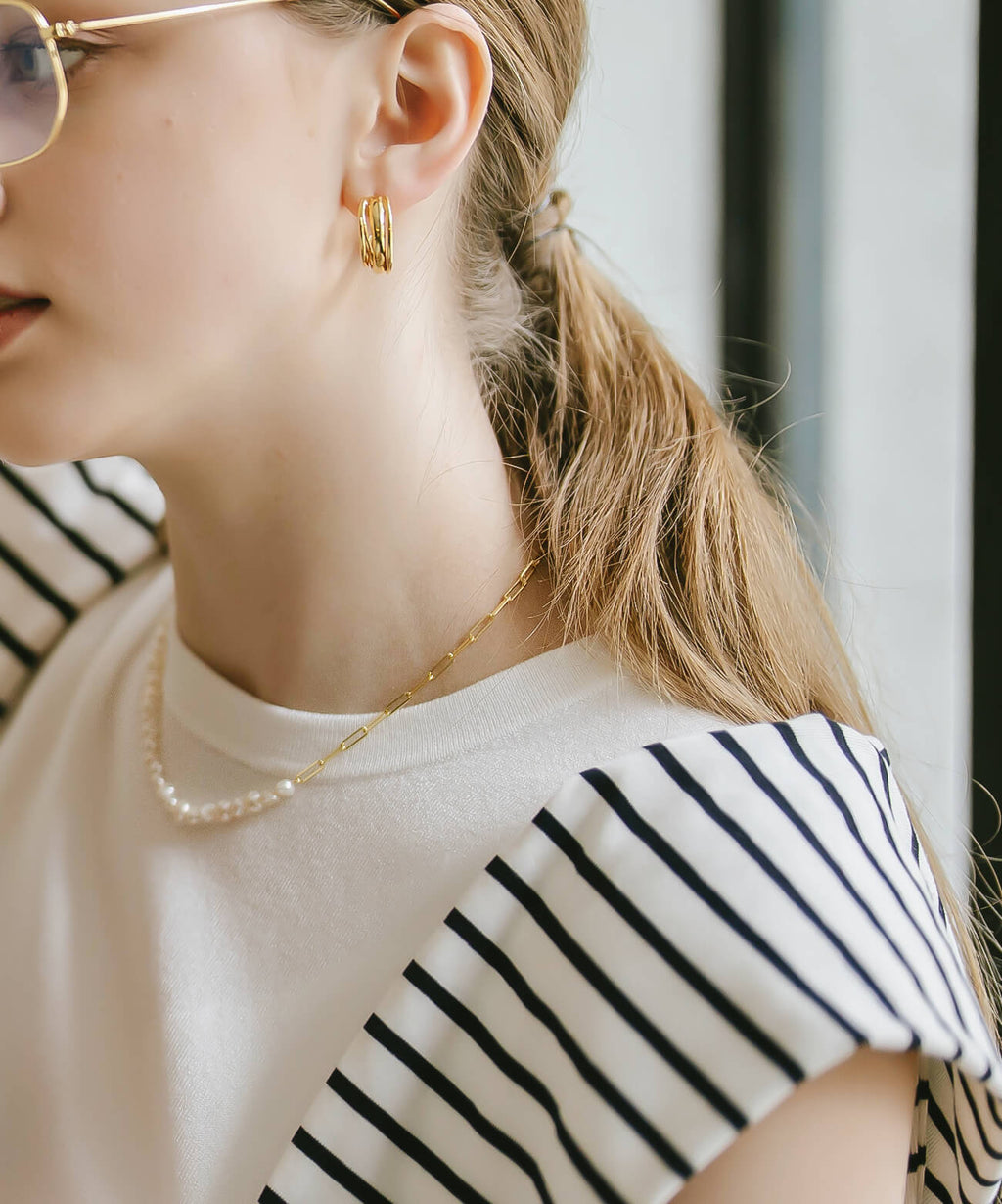 Baroque Pearl Link Chain Necklace | AFRIZO-MIKTOS