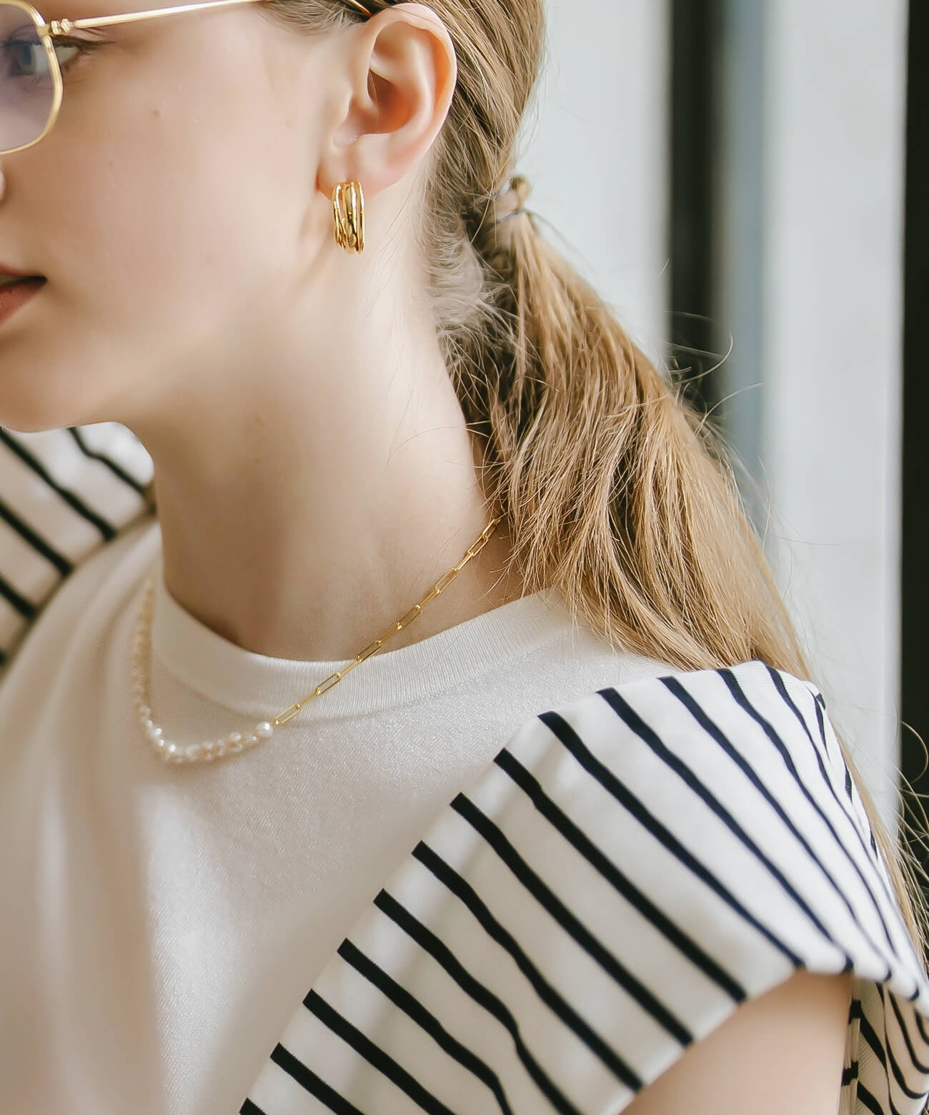 Baroque Pearl Link Chain Necklace | AFRIZO-MIKTOS
