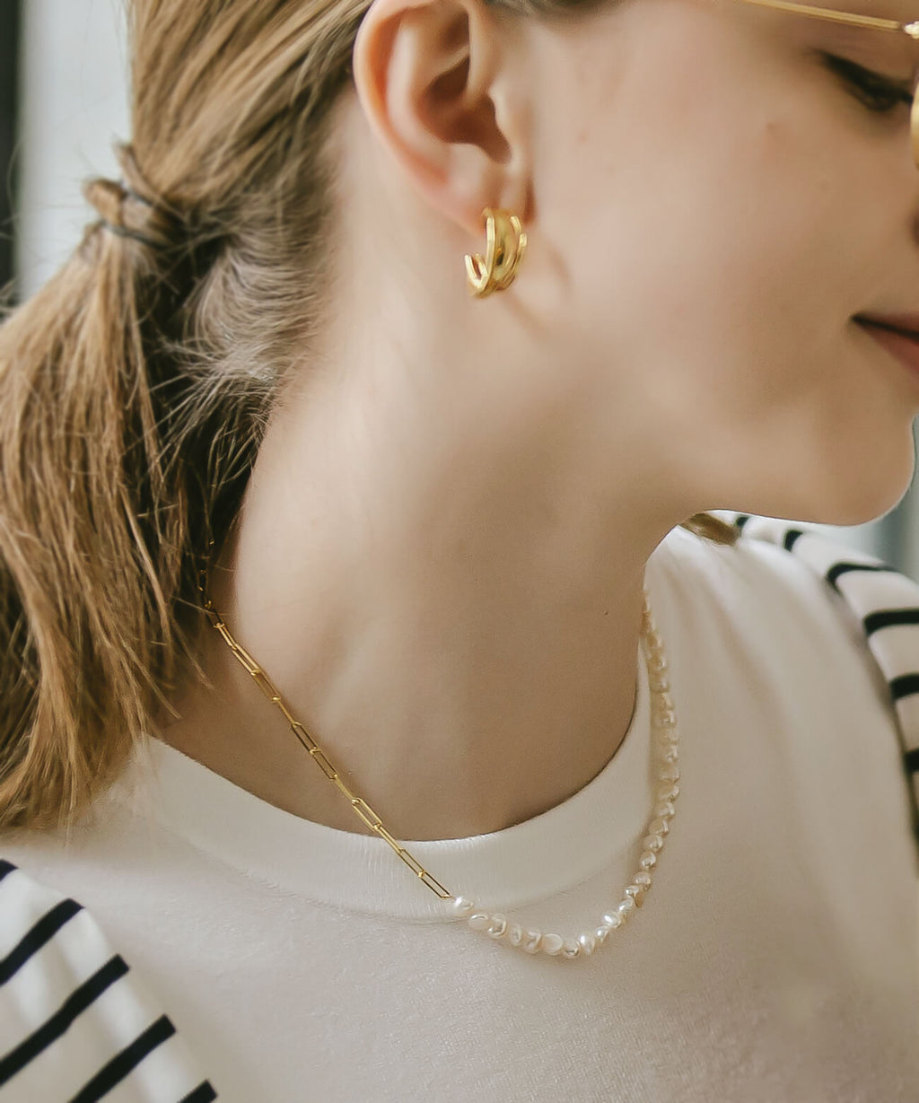 Baroque Pearl Link Chain Necklace | AFRIZO-MIKTOS